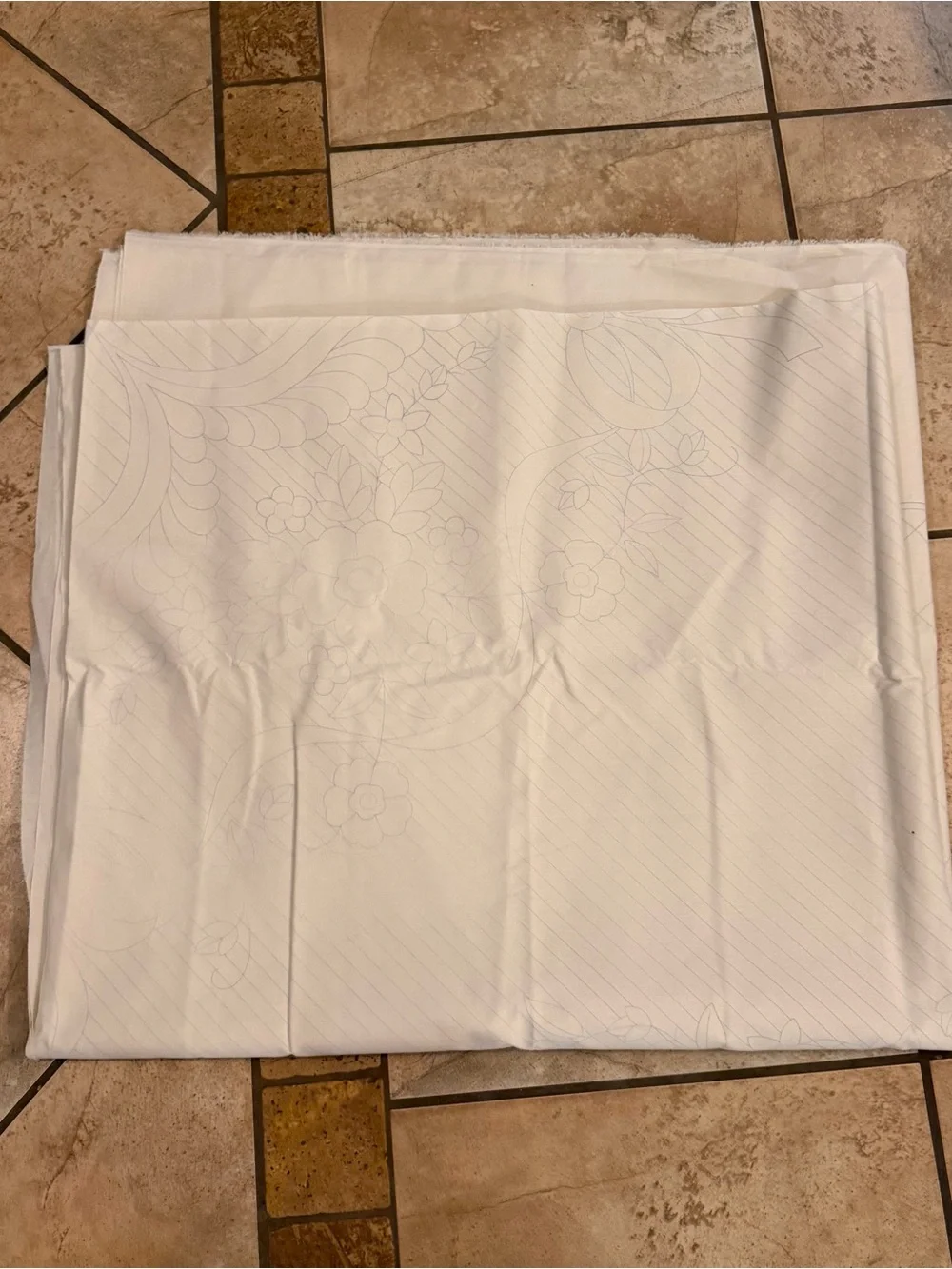 Benartex Pre-Printed Wholecloth Quilt Top #782 Garden Bouquet Natural White VTG